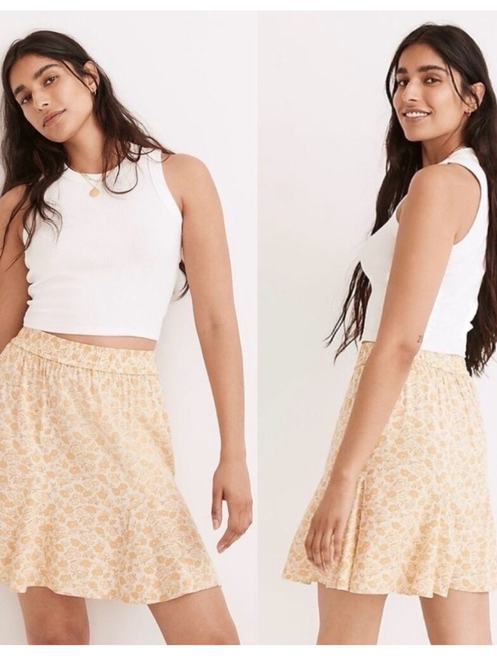 Madewell Floral A-Line Mini Skirt in Light Yellow
